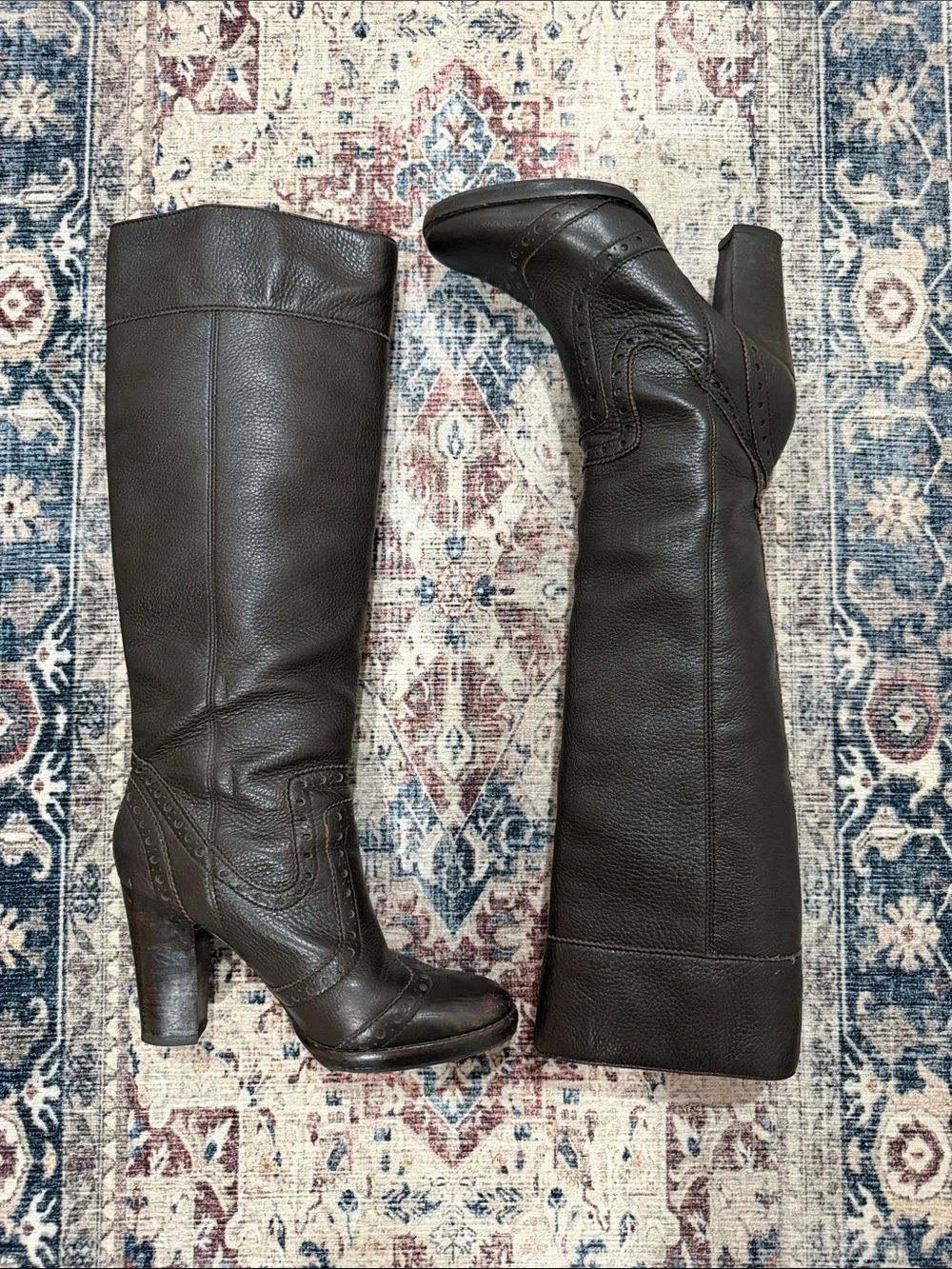 MICHAEL Michael Kors Chocolate Brown Leather Over-The-Knee Block Heel Boots